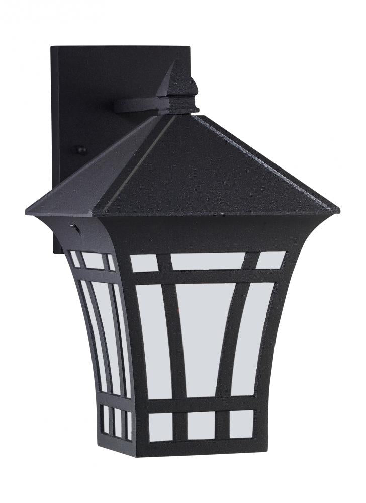 Generation Lighting 89132-12 Herrington transitional 1-light outdoor exterior medium wall lantern sconce in black finish with etc