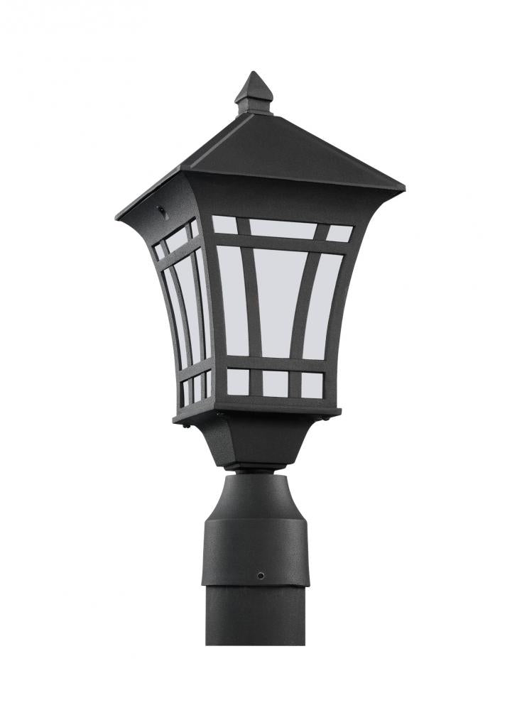 Generation Lighting 89231EN3-12 Herrington transitional 1-light LED outdoor exterior post lantern in black finish with etched white