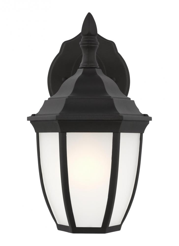 Generation Lighting 89936-12 Bakersville traditional 1-light outdoor exterior round small wall lantern sconce in black finish wit