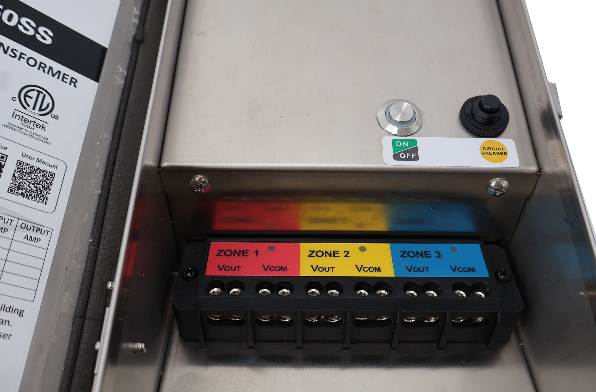 alfred transformer 150w three zones, on and off button and circuit breaker