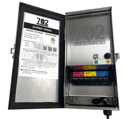 702 Lighting 300W low voltage landscape lighting transformer. ALFRED-300SS