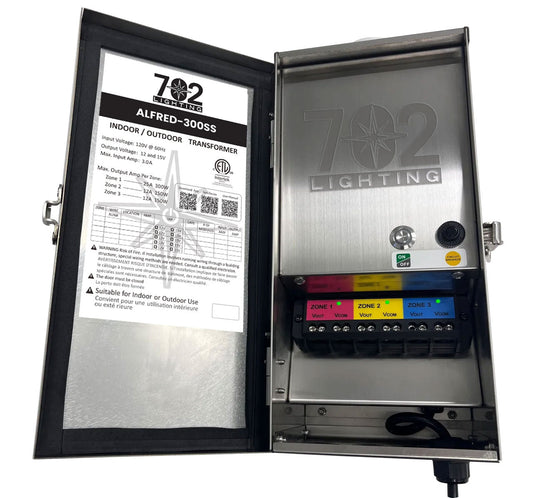 702 Lighting 300W low voltage landscape lighting transformer. ALFRED-300SS