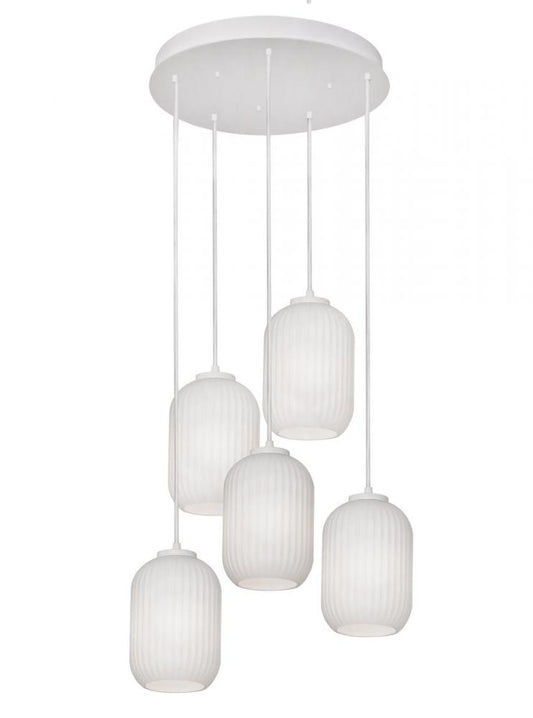 AFX CALP05WHRND5 Callie 5 Light Round Pendant,120V,White