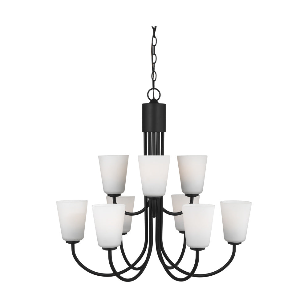 Generation Lighting GLC1139MBK Miles Nine Light Chandelier