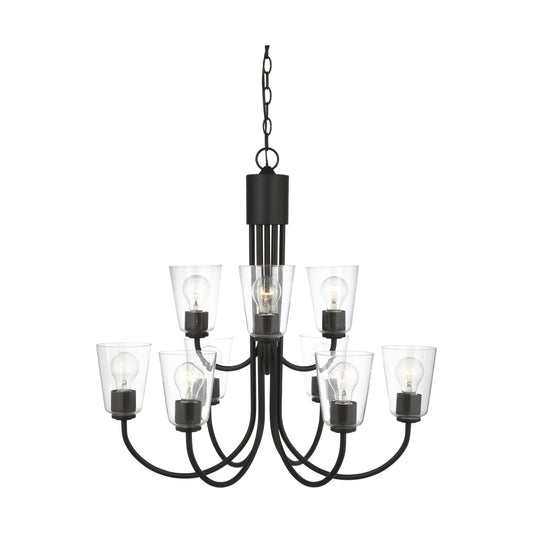 Generation Lighting GLC1169MBK Miles Nine Light Chandelier