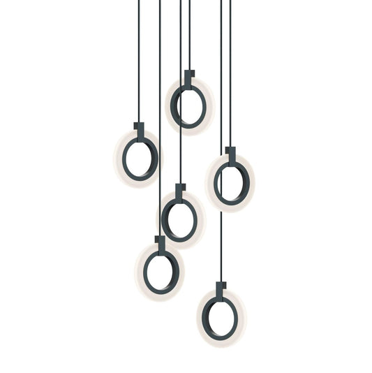 AFX HLOP08LAJUDBKRND6 Halo 6 Light Round Pendant,120V,108W,5 CCT,BK
