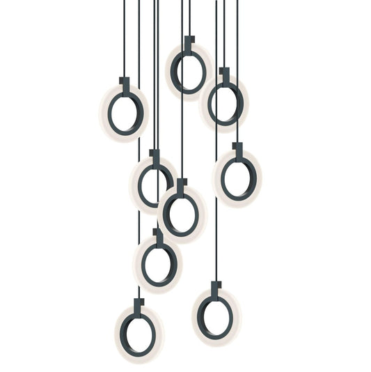 AFX HLOP08LAJUDBKRND9 Halo 9 Light Round Pendant,120V,162W,5 CCT,BK