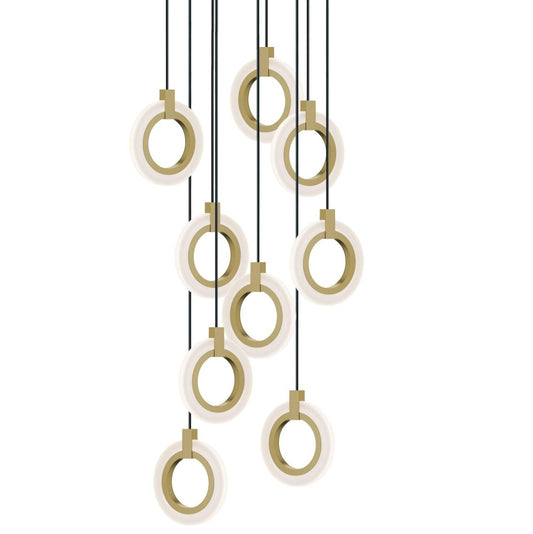 AFX HLOP08LAJUDLBRND9 Halo 9 Light Round Pendant,120V,162W,5 CCT,LB