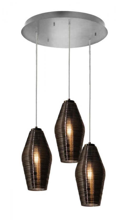 AFX MLAP13SMRND3 Mila 3 Light Round Pendant,120V,Satin Nickel