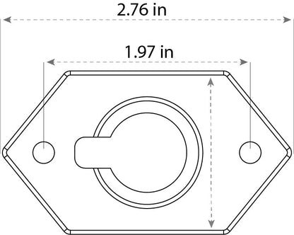 702 Lighting Mini Mounting Bracket top view dimensions, for Landscape Lighting. Antique Brass, 1/2" npt threads. 