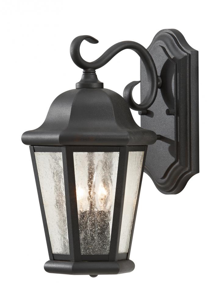 Generation Lighting OL5901EN/BK Martinsville traditional 2-light LED outdoor exterior medium wall lantern sconce in black finish wit