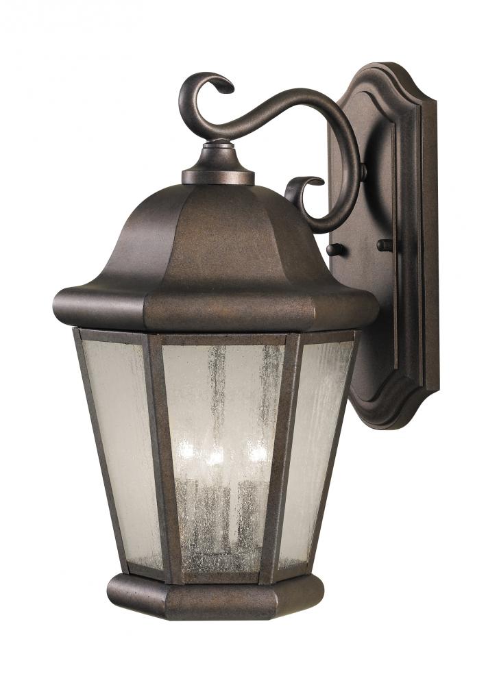 Generation Lighting OL5902CB Martinsville traditional 3-light outdoor exterior large wall lantern sconce in corinthian bronze fin