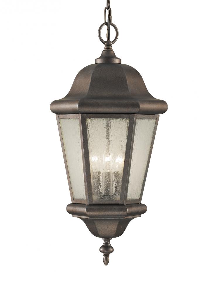 Generation Lighting OL5911EN/CB Martinsville traditional 3-light LED outdoor exterior pendant lantern in corinthian bronze finish wi