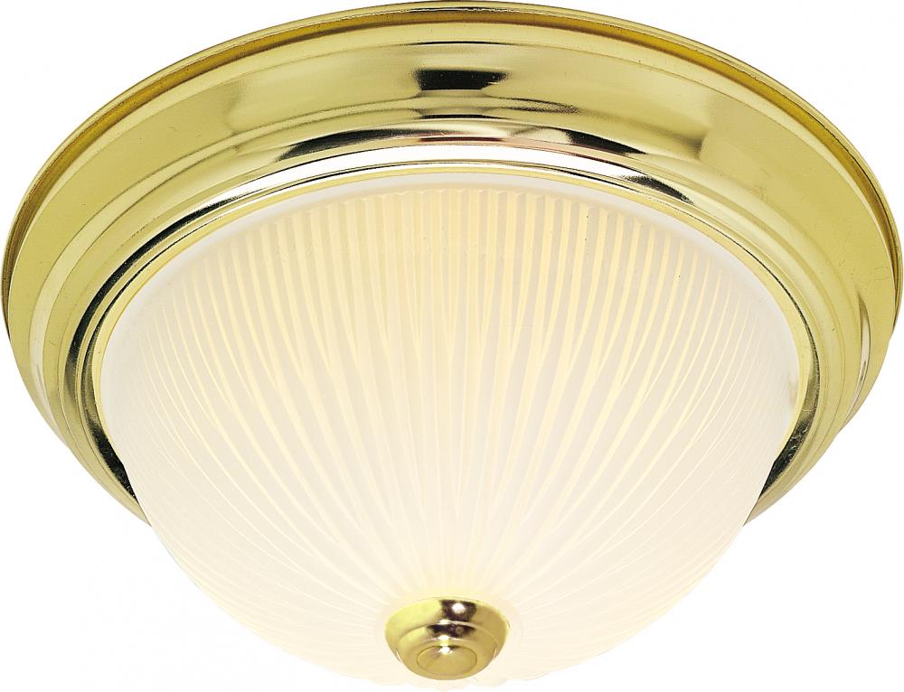 Nuvo SF76-130 2 Light - 11" Flush with Frosted Ribbed - Polished Brass