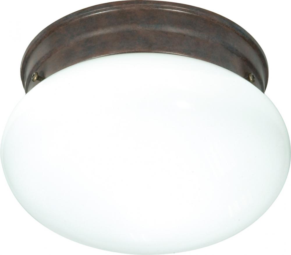 Nuvo SF76-600 1 Light - 8" Flush with White Glass - Old Bronze Finish