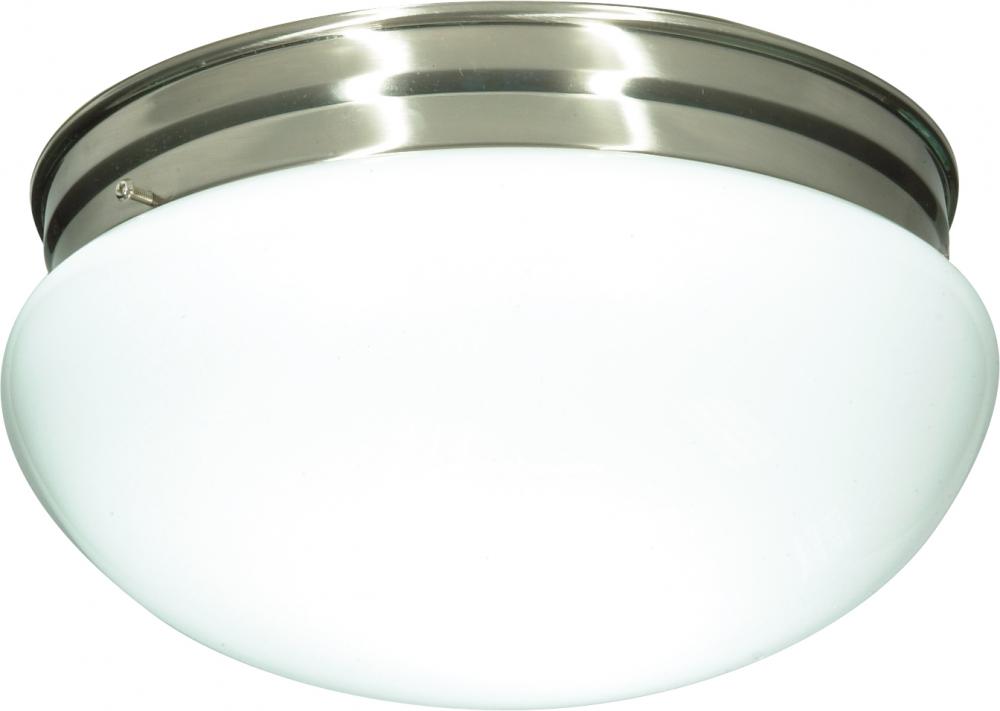 Nuvo SF76-605 2 Light - 12" Flush with White Glass - Brushed Nickel Fi