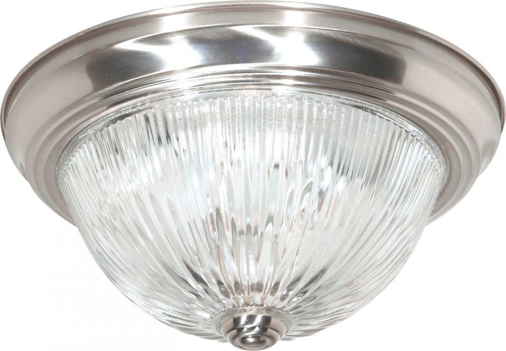 Nuvo SF76-610 2 Light - 13" Flush with Ribbed Glass - Brushed Nickel F
