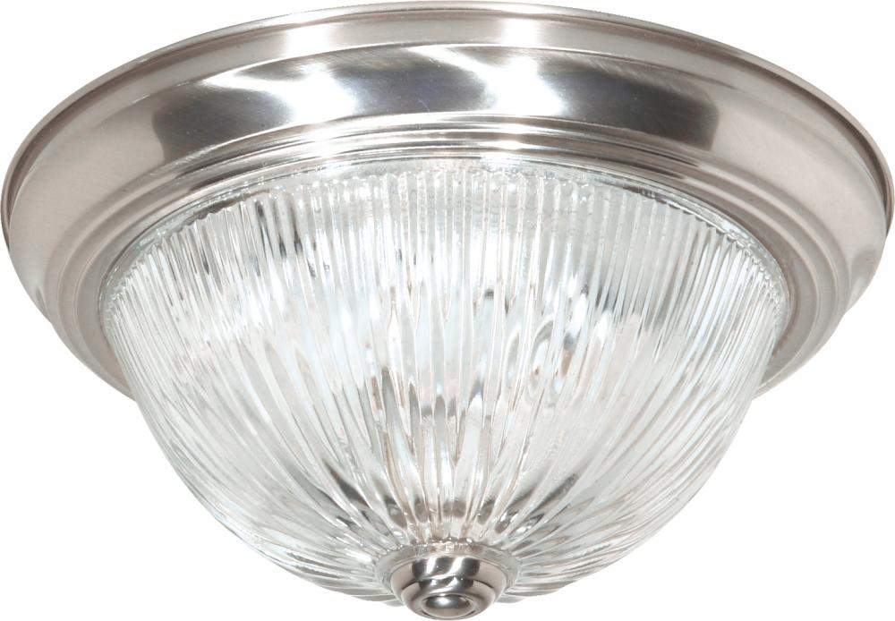 Nuvo SF76-611 3 Light - 15" Flush with Ribbed Glass - Brushed Nickel F