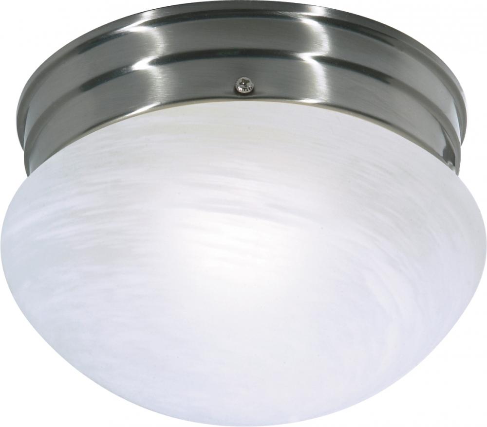Nuvo SF76-671 1 Light - 8" - Flush with Alabaster Glass - Brushed Nick
