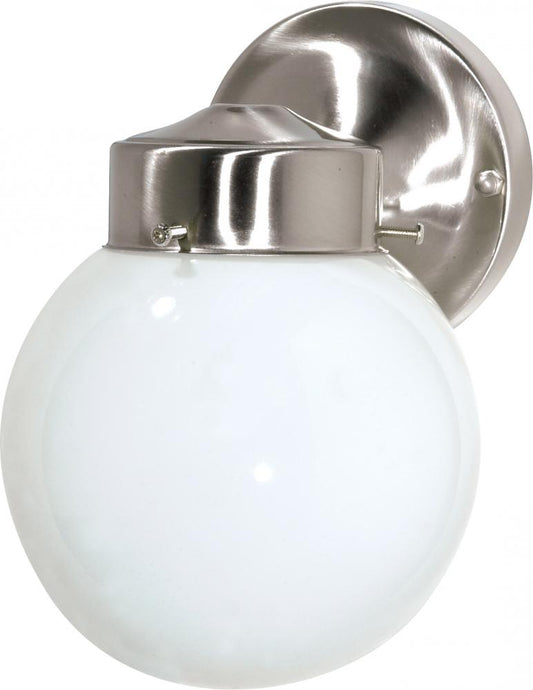 Nuvo SF76-705 1 Light - 6" Outdoor Wall with White Glass - Brushed Nic
