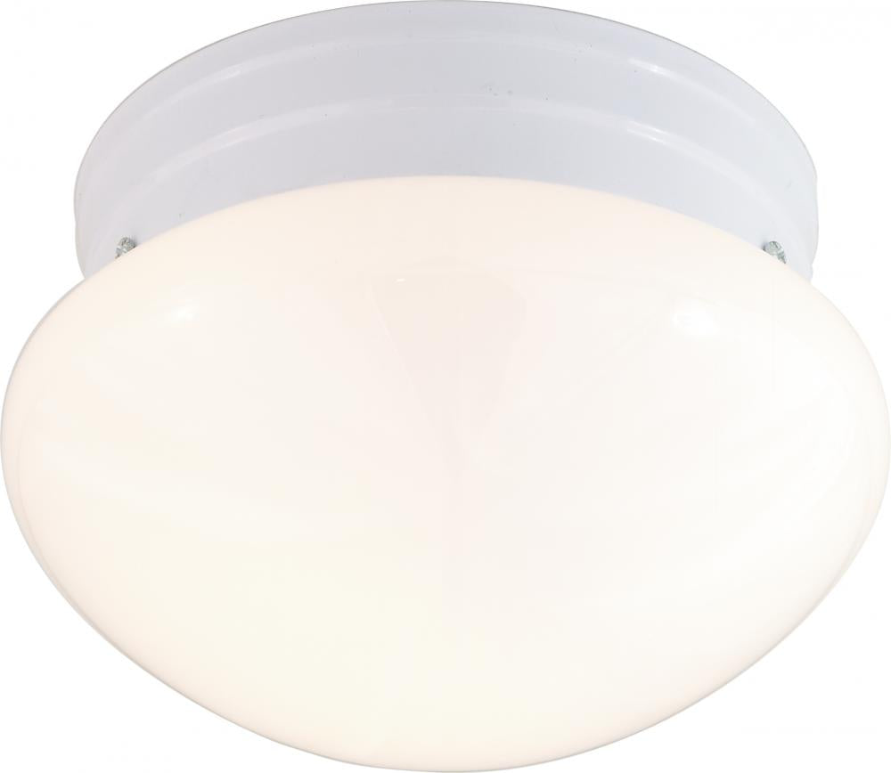 Nuvo SF77-060 1 Light - 8" Flush with White Glass - White Finish