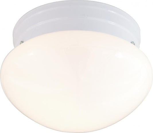 Nuvo SF77-060 1 Light - 8" Flush with White Glass - White Finish