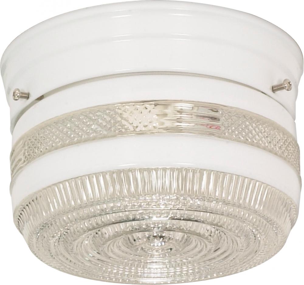 Nuvo SF77-097 1 Light - 6'' Flush with White and Crystal Accent Glass 