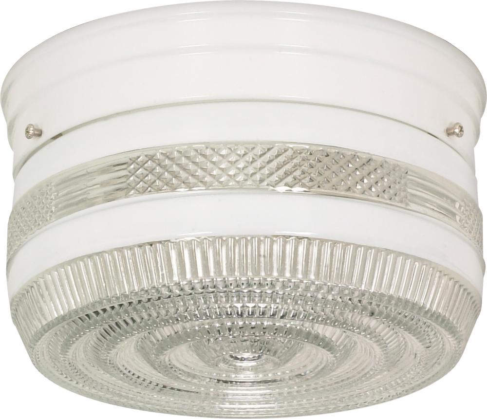 Nuvo SF77-098 2 Light - 8" Flush with White and Crystal Accent Glass -