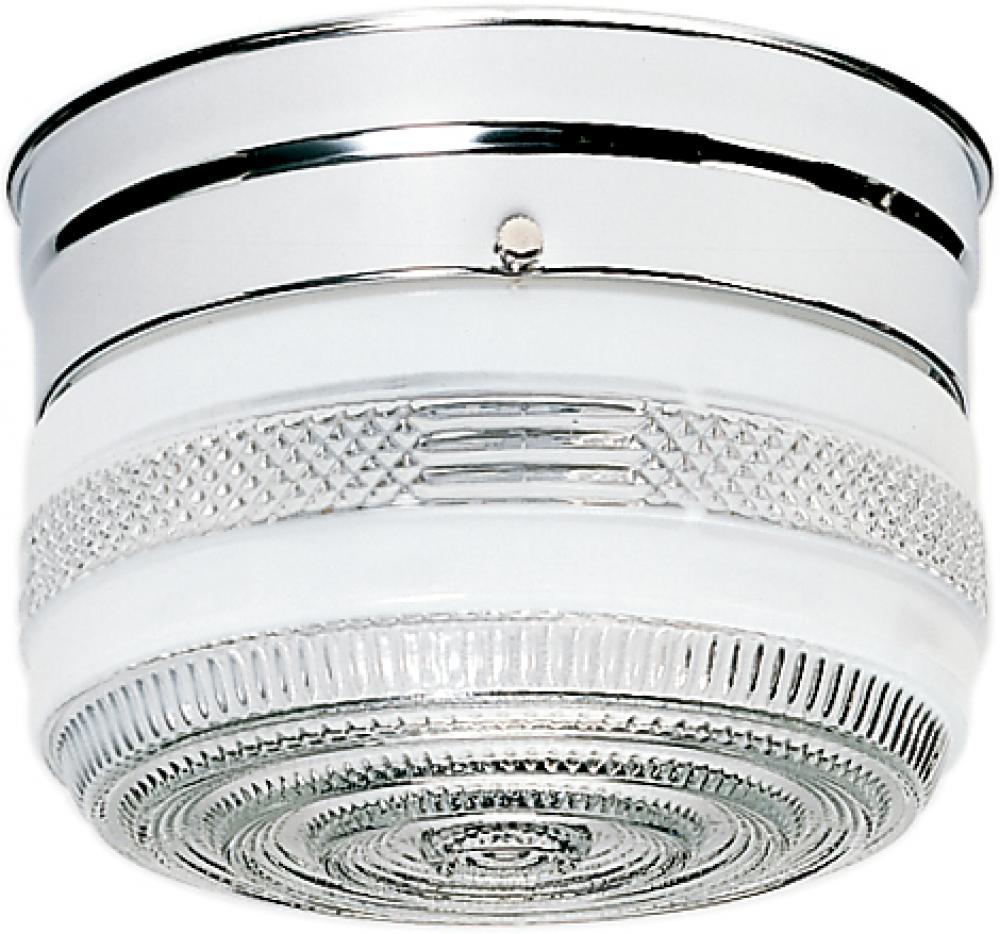 Nuvo SF77-100 1 Light - 6'' Flush with White and Crystal Accent Glass 