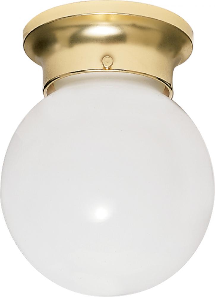 Nuvo SF77-108 1 Light - 6" Flush with White Glass - Polished Brass Fin