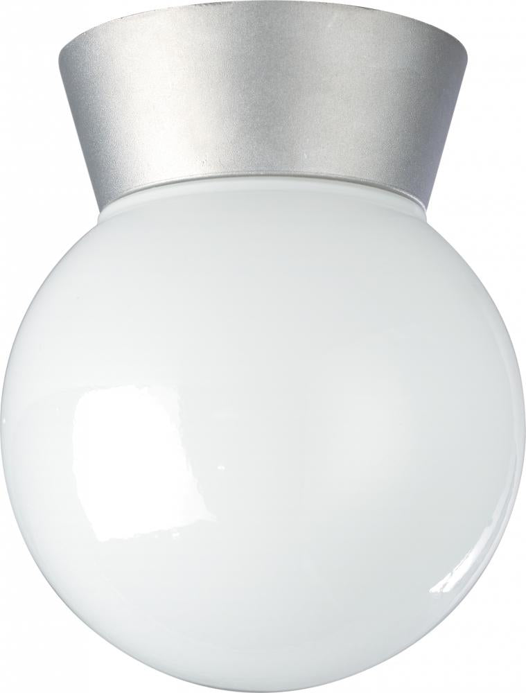 Nuvo SF77-152 1 Light - 8" Utility Ceiling with White Glass - Satin Al