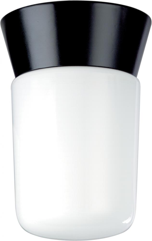Nuvo SF77-154 1 Light - 8" Utility Ceiling with White Glass - Black Fi