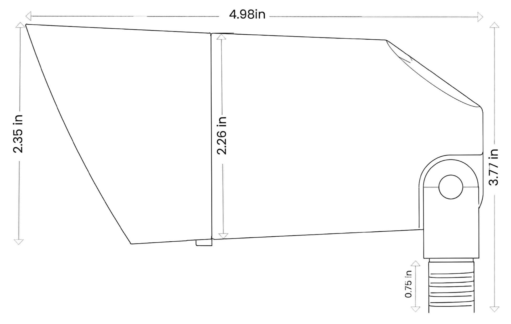 Technical drawing of a product with dimensions labeled for small mdspro accent light from 702 lighting