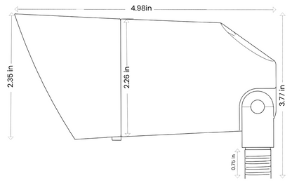Technical drawing of a product with dimensions labeled for small mdspro accent light from 702 lighting