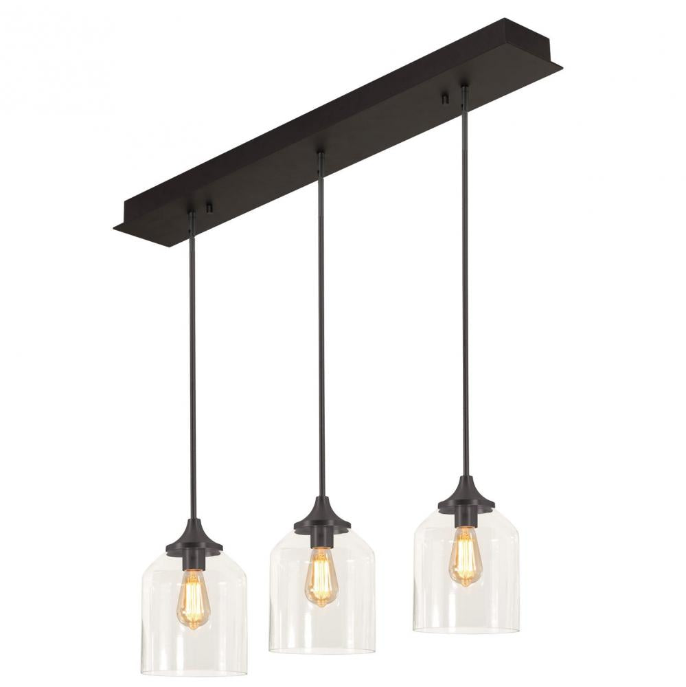 AFX WMMP08MBBKLNR3 William 3 Light Linear Pendant MB 120V,BK