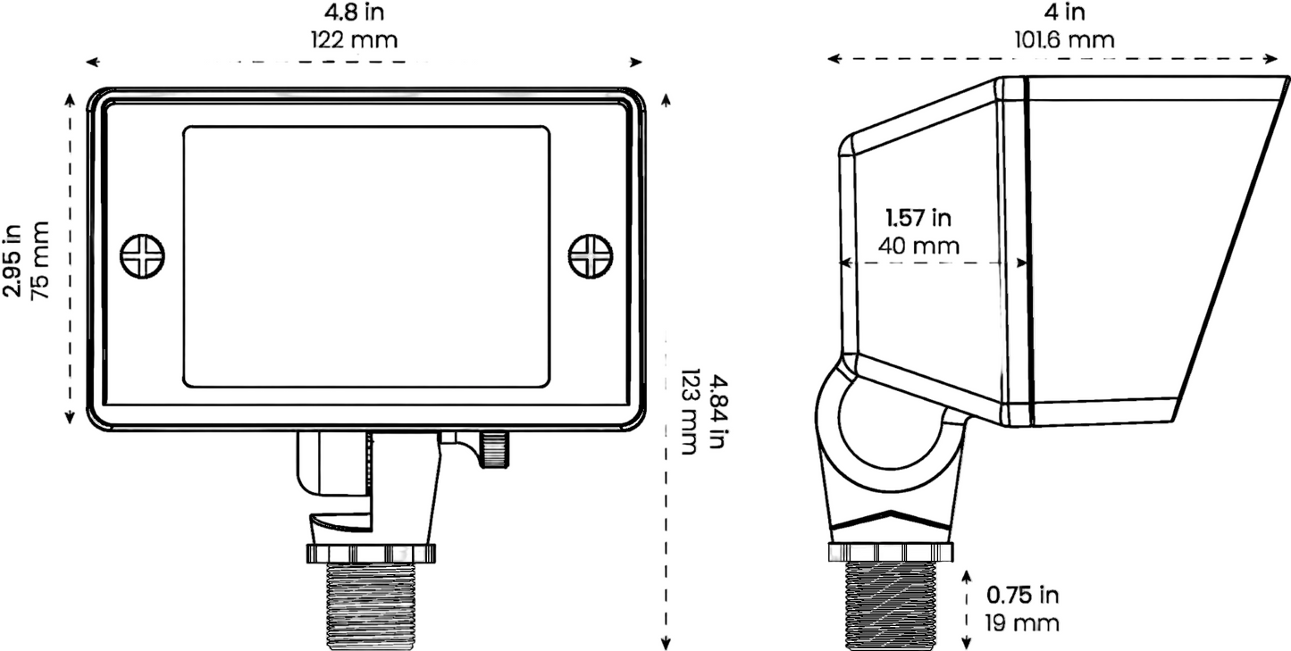 bi dual flood and wall wash dimensions