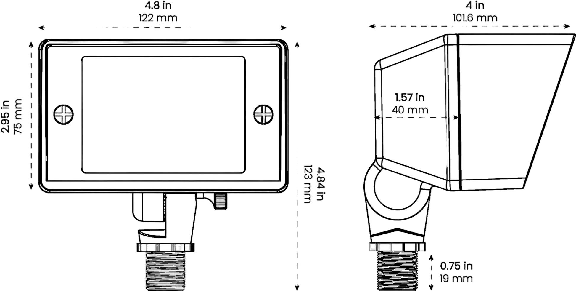 bi dual flood and wall wash dimensions