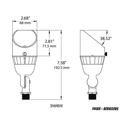 Dauer 490213 • BODACIOUS 6W Integrated LED Uplight 3000K & 45°