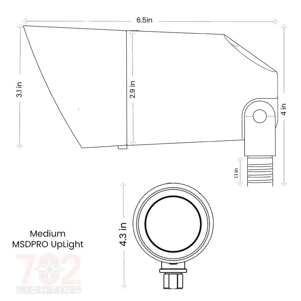 702 Lighting Medium MSDPRO / CCT Adjustable Brass Uplight • 13W,  2700/3000K • 60° Beam