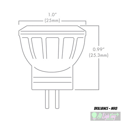 Brilliance MR8-2700-30 • 1.5W MR8 Dimmable LED, 2700K, 30°