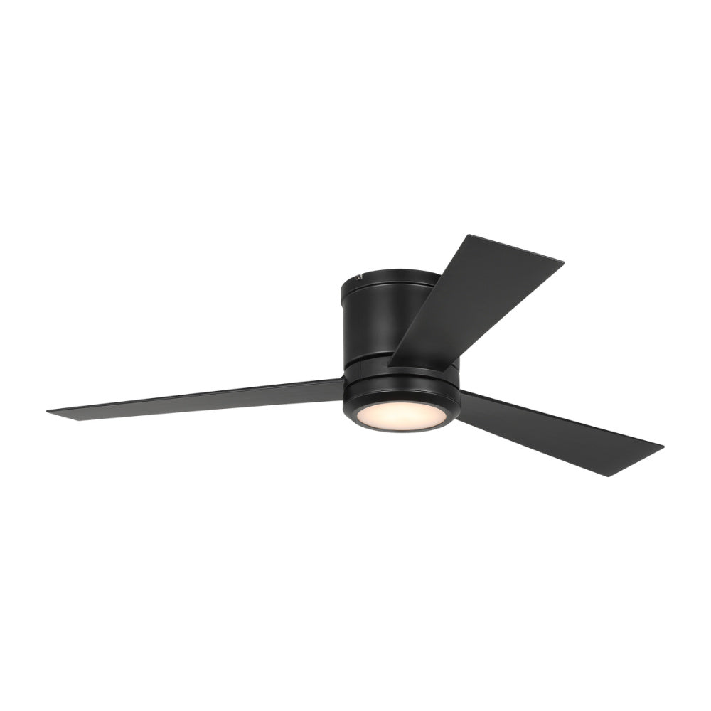 Generation Lighting 3CLYR52MBKD-V1 Clarity 52 Hugger LED Ceiling Fan in Midnight Black with Midnight Black Blades and Light Kit