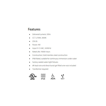 WAC Lighting 2081-30SS 2" LED Recessed In-Ground with Hood Shape, 3000K, Stainless Steel - Recessed - All Lighting Direct